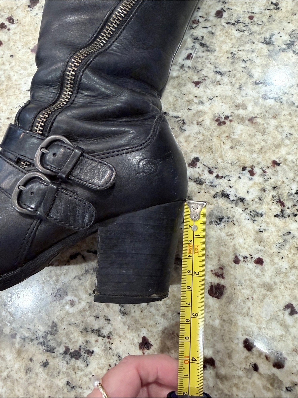 Børn Tall Leather Riding Boots Black Buckle Zip Comfort Boots Women’s 7.5 - Picture 4 of 7